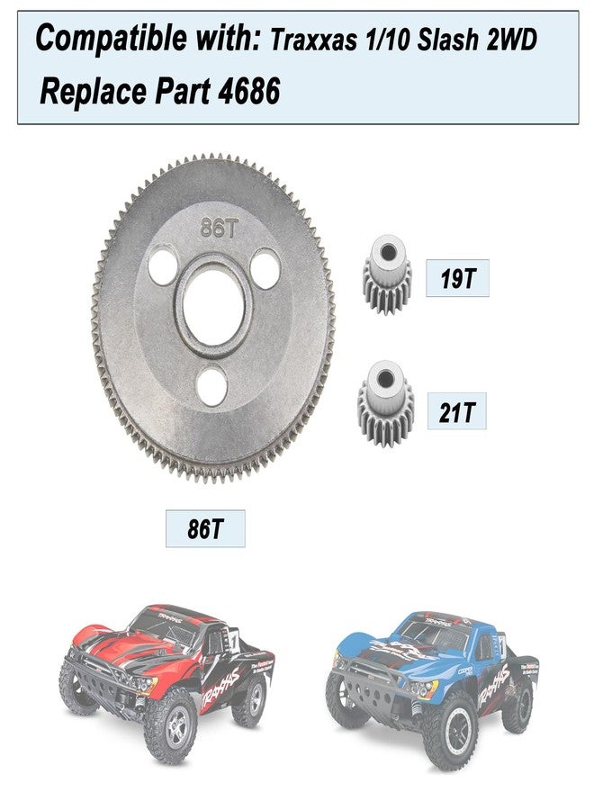 مجموعة تروس XSYGO المعدنية الفولاذية 48P 86T مع تروس صغيرة 19T 21T لقطع غيار ترقية Traxxas 1/10 Slash 2WD (استبدال الجزء 4686) - Image 3